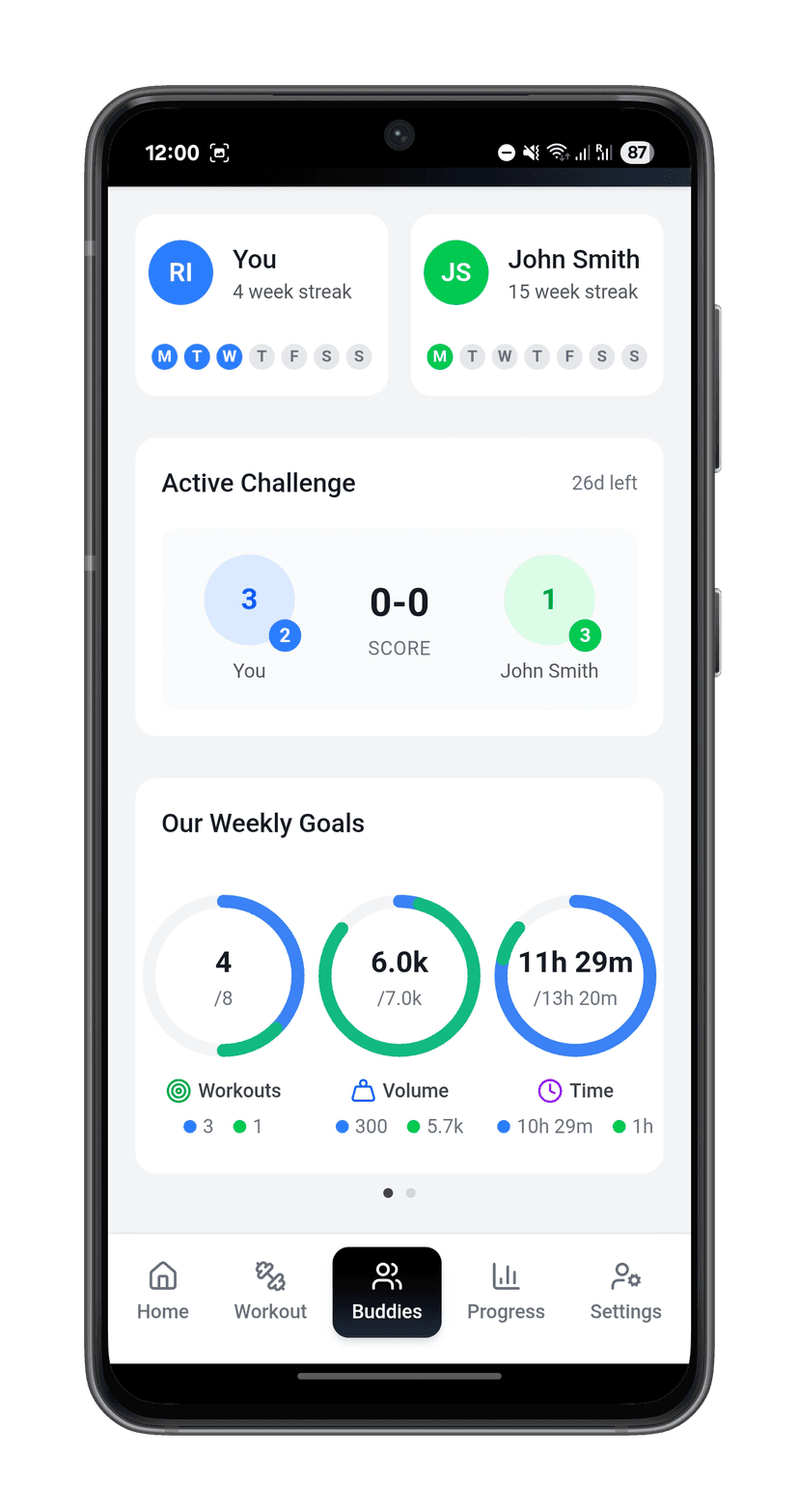 Screenshot of buddy challenge