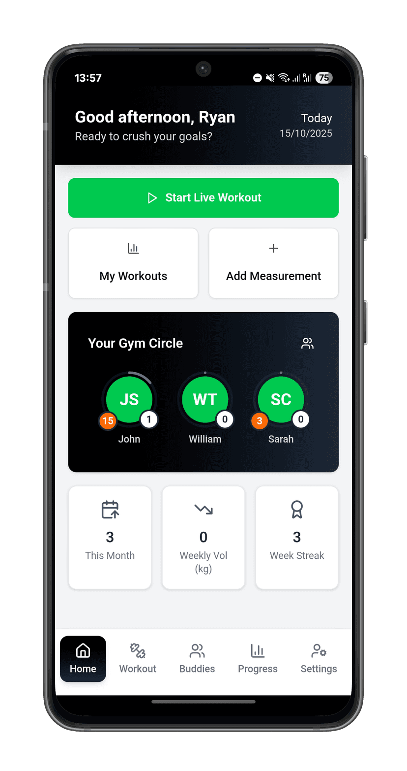 Screenshot of app home screen